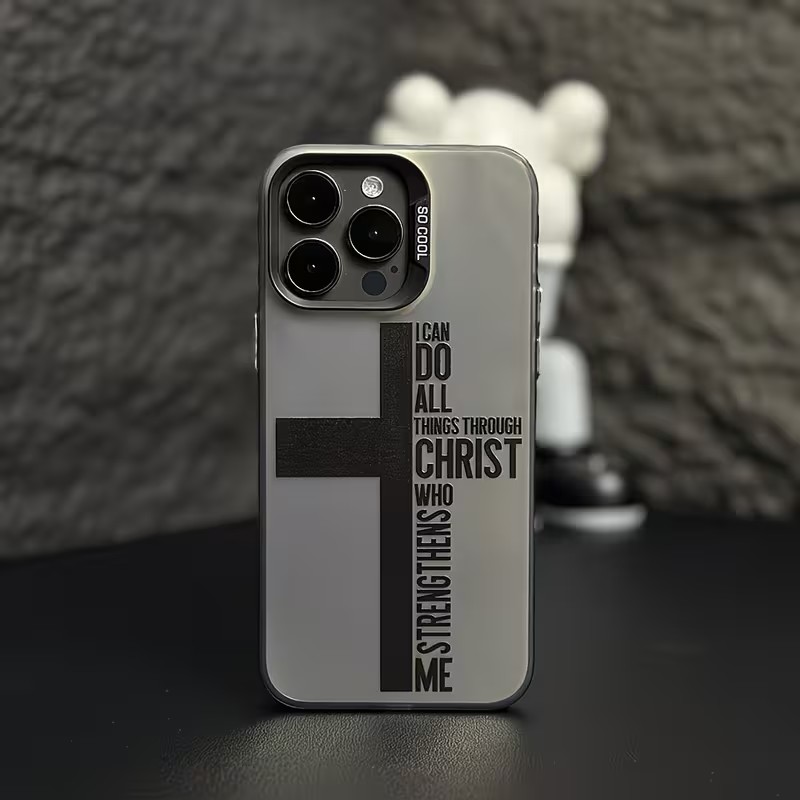 Apple Iphone 15 - Anti-Fingerabdruck-Kreuz-Bibel-Handyhülle für iPhone 17 16 15